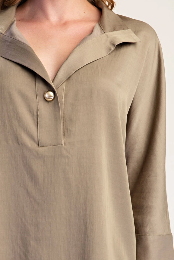 Silky Dolman Blouse in Light Olive