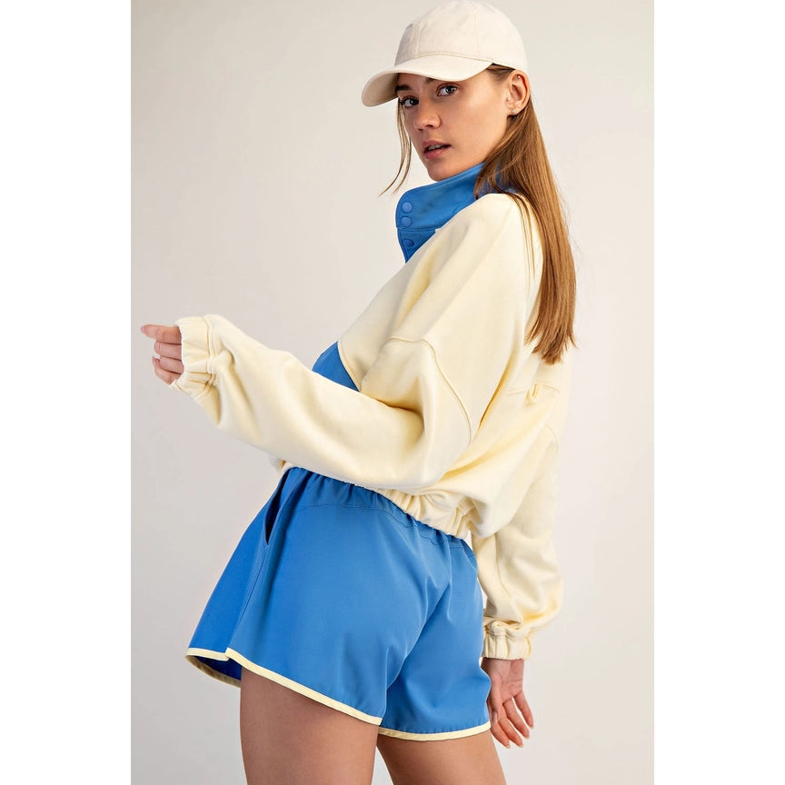 French Terry Athleisure Set in Limoncello/Blue