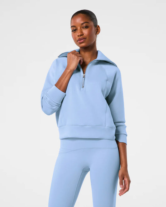 Spanx Air Essentials Half Zip Pullover in Hydrangea