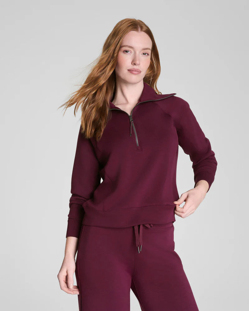Spanx Air Essentials Half Zip in Plum Berry