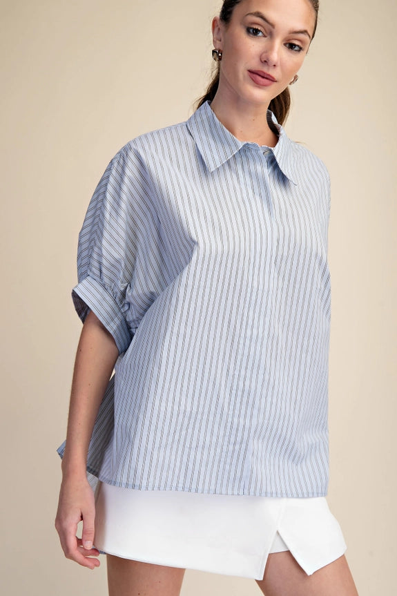 Striped Oversized Buttondown in Blue