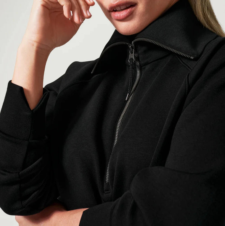 Spanx Air Essentials Half Zip Pullover in Black