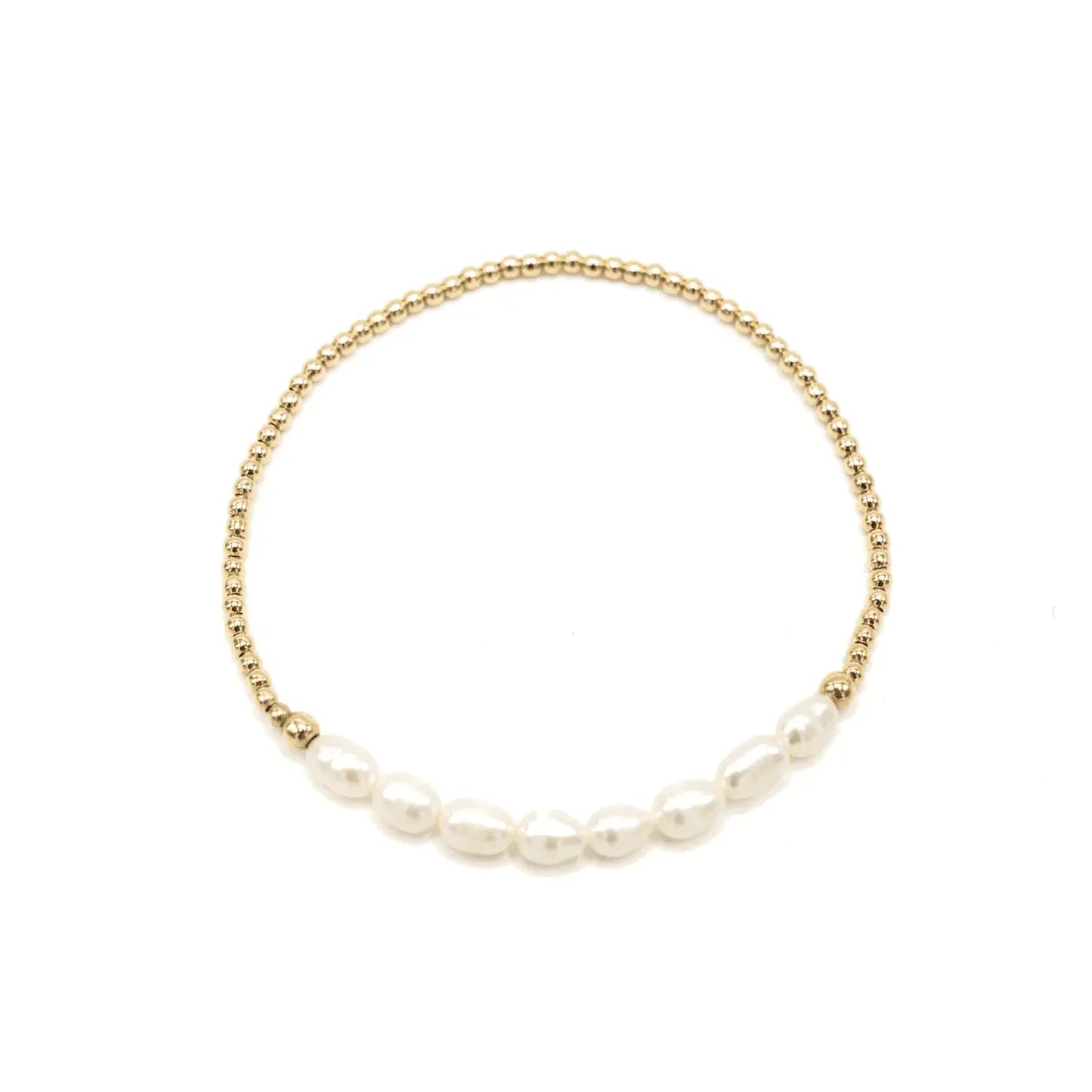 Erin Gray Petite Row Rice Pearl Bracelet with 14k Gold-Filled Beads