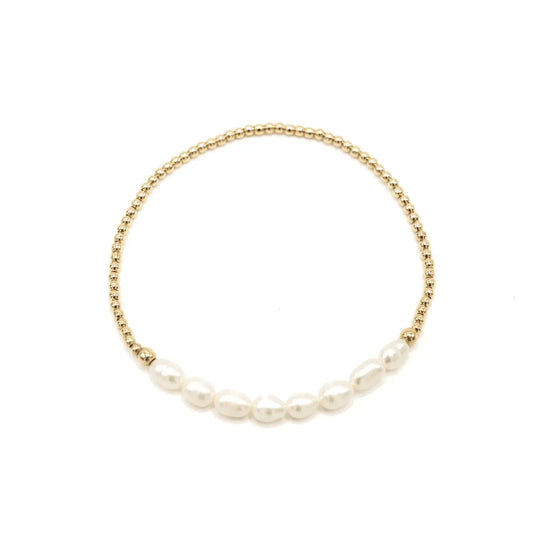 Erin Gray Petite Row Rice Pearl Bracelet with 14k Gold-Filled Beads