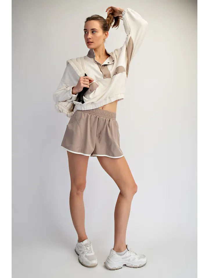 French Terry Athleisure Set in Mocha/Tan
