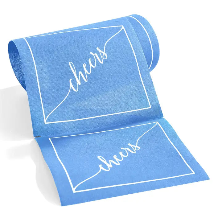 50/ct Rolled Cocktail Napkins in Blue Cheers