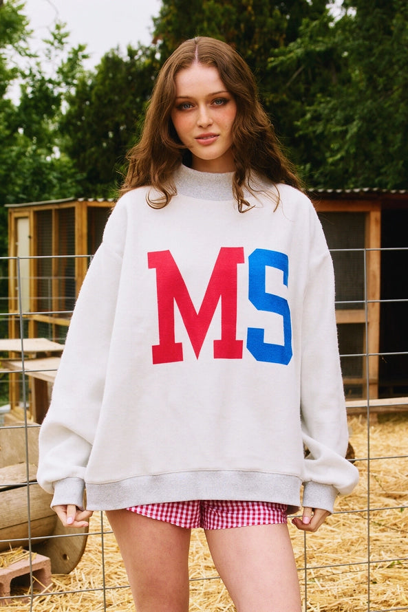 Reversible Mock Neck Sweatshirt in Heather Grey Mississippi/MS