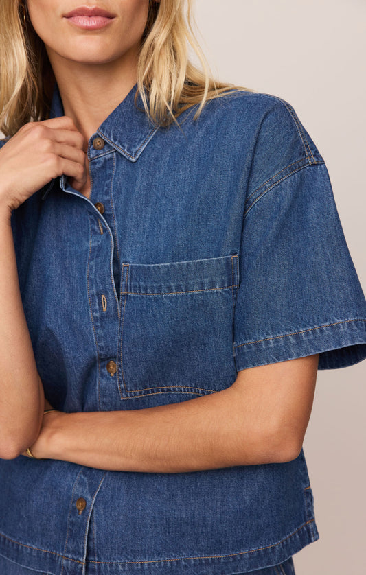 Z Supply Everyday Denim Button Up in Deep Water