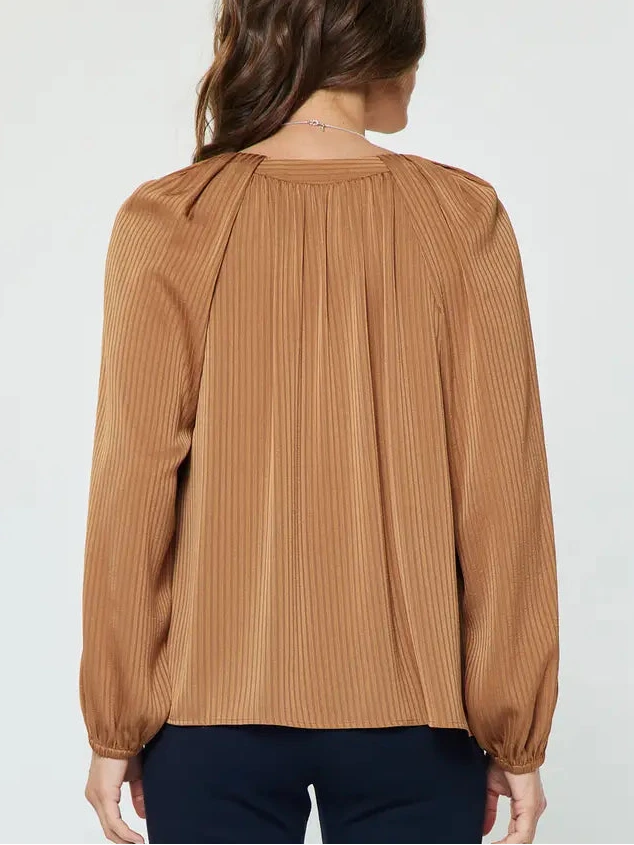 Tonal Stripe Long Sleeve Blouse in Cider