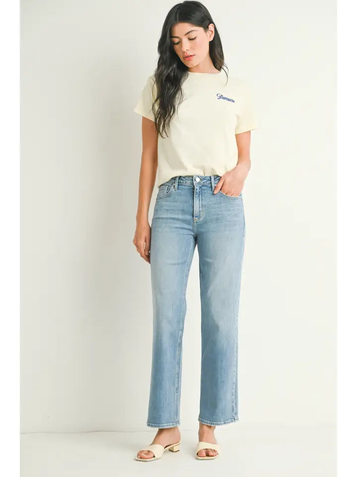 Just Black Denim Mid Rise Stretchy Straight Leg in Light Wash