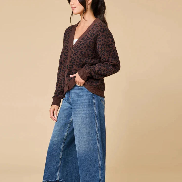 Softies Marshmellow Crop Cardigan in Wild Espresso