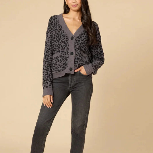 Softies Marshmellow Crop Cardigan in Wild Grey