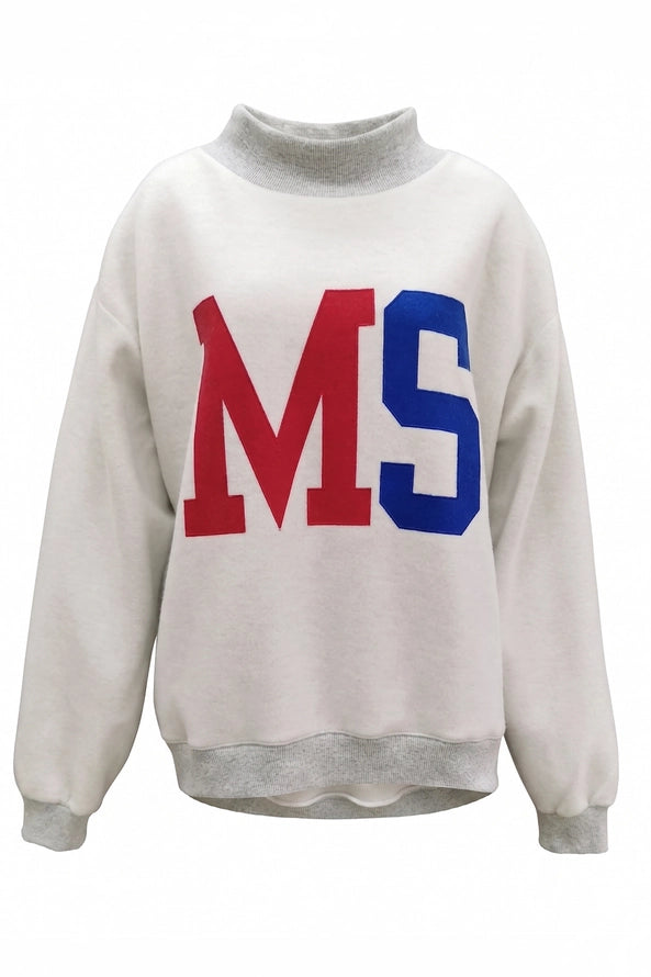 Reversible Mock Neck Sweatshirt in Heather Grey Mississippi/MS