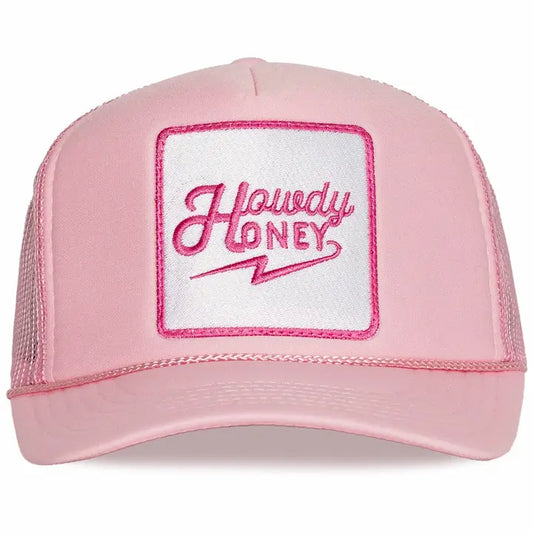 Howdy Honey Trucker Hat in Light Pink