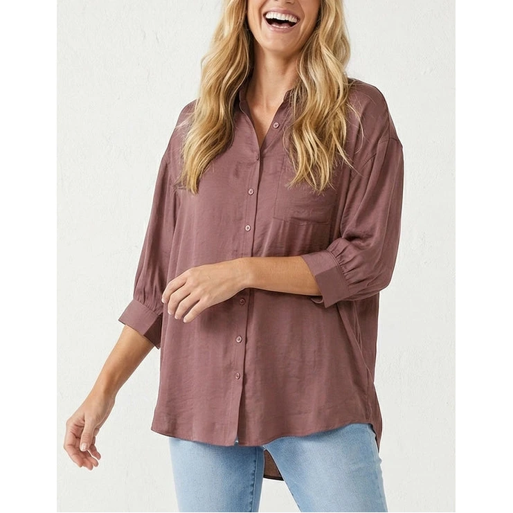 Silky Oversized Buttondown in Mauve