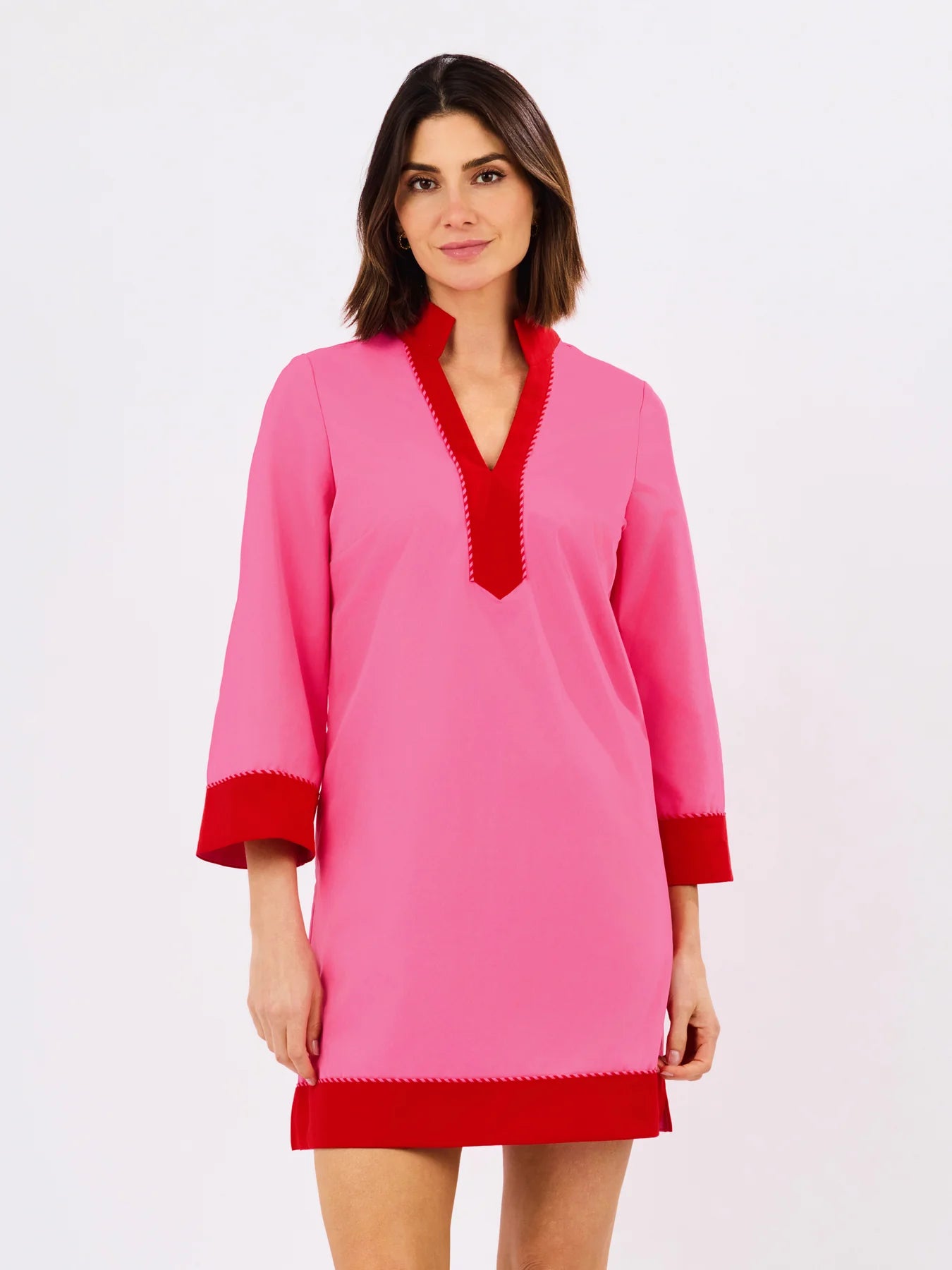 Brenda Dress in Pink+Red