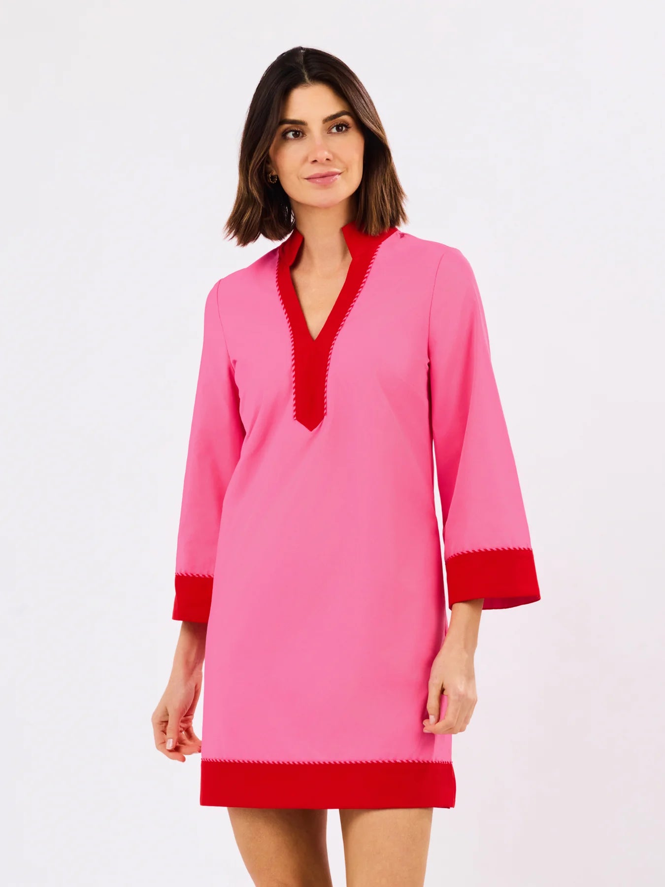 Brenda Dress in Pink+Red