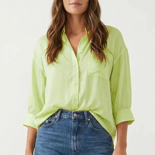 Silky Oversized Buttondown in Lime