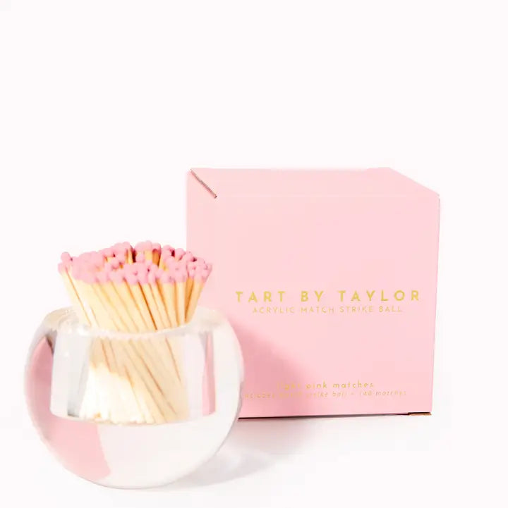 Acrylic Round Match Striker with Light Pink Matches