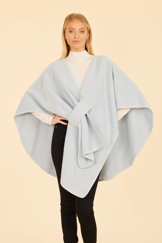 Knit Wrap Beige in Beige, Heather Grey, Light Blue and Red