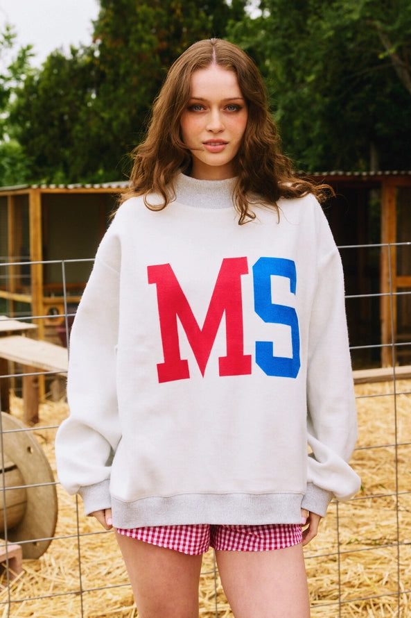 Reversible Mock Neck Sweatshirt in Heather Grey Mississippi/MS
