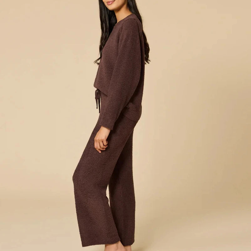 Softies Solid Reverse Seam Crew Neck Lounge Set in Espresso