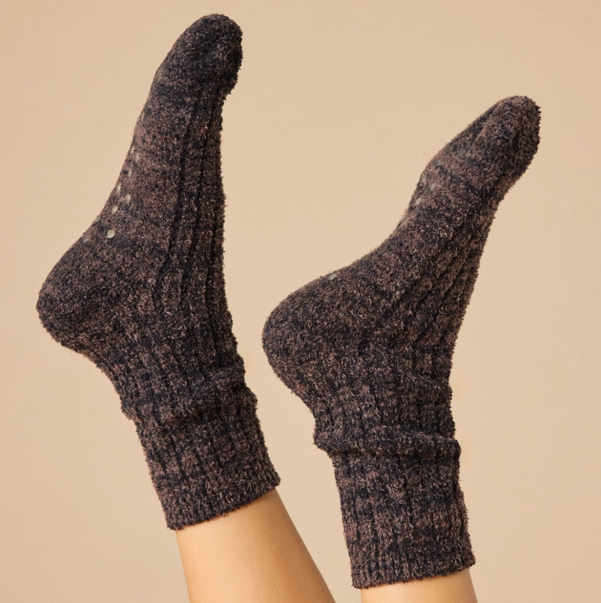 Softies Fuzzy Crew Socks with Non-Slip Grippers