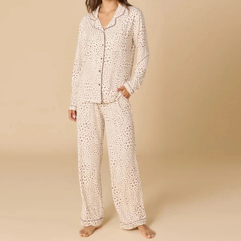 Softies Aria Slim Notch Collar Pajama Set in Wild Almond