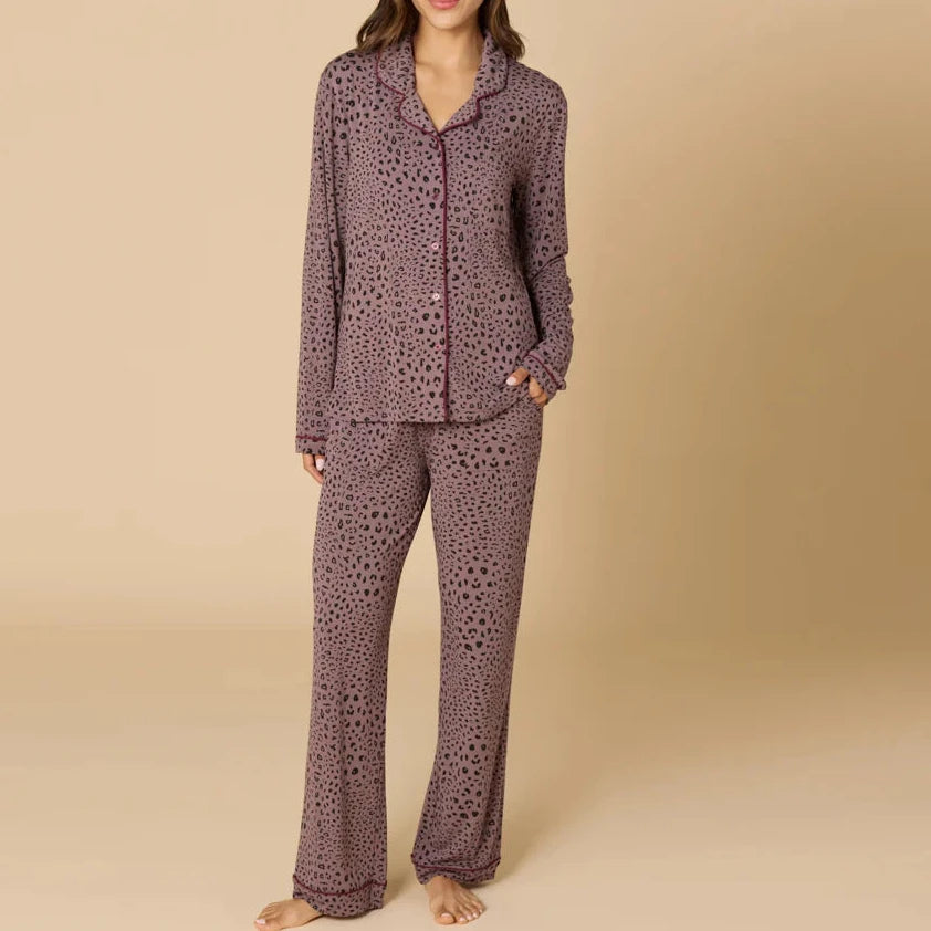 Softies Aria Slim Notch Collar Pajama Set in Wild Driftwood