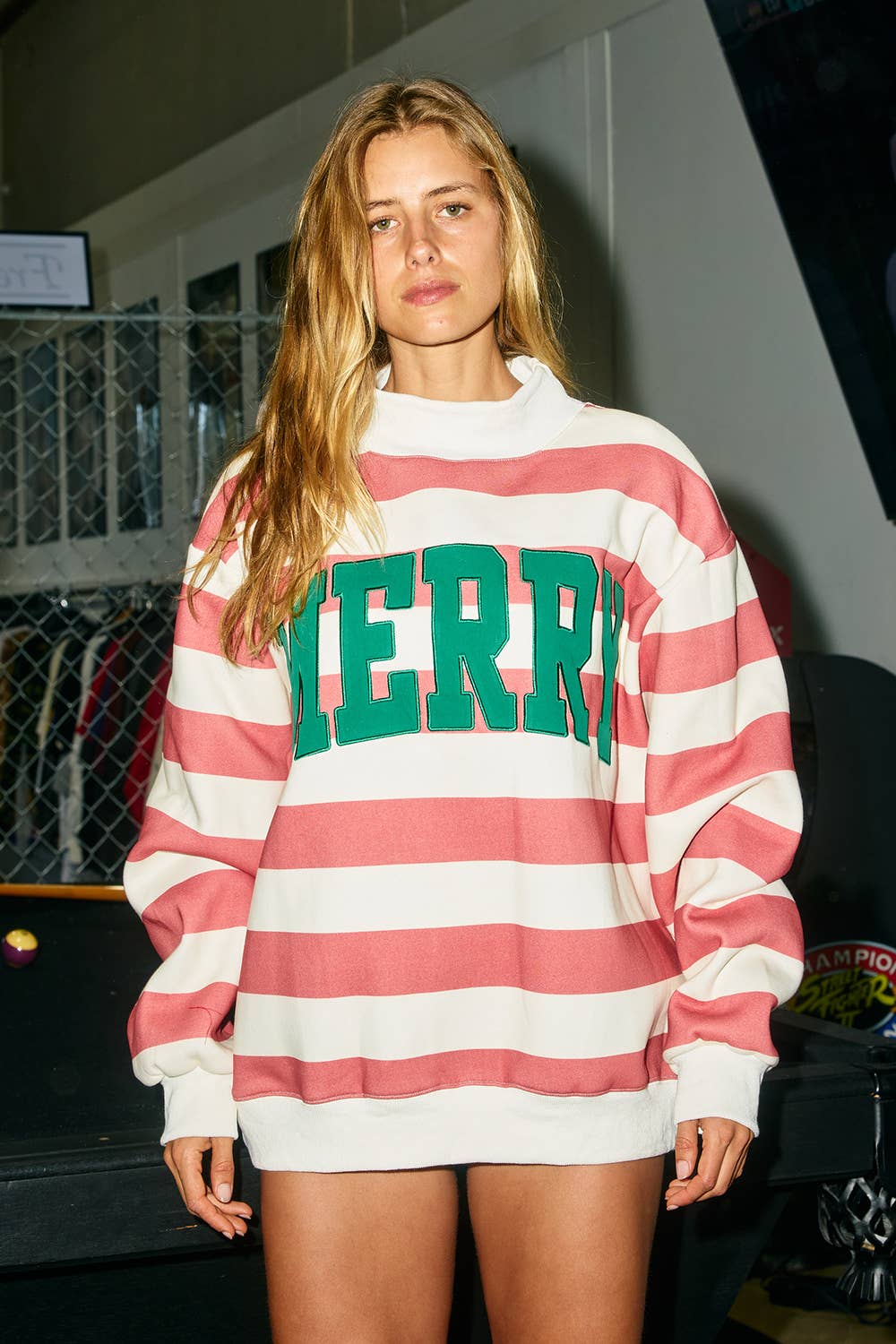 Striped Mock Neck Merry Sweater
