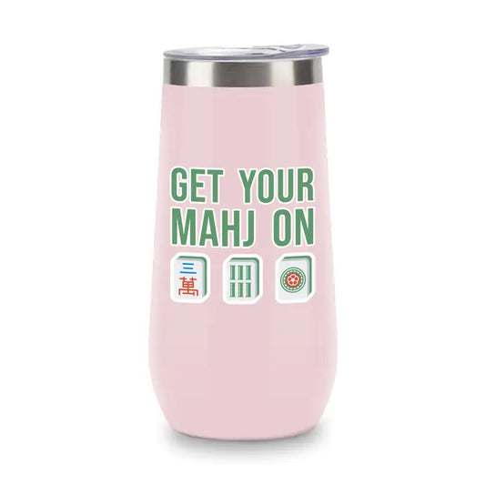 Get Your Mahj On Insulated Champagne Tumbler in Pink