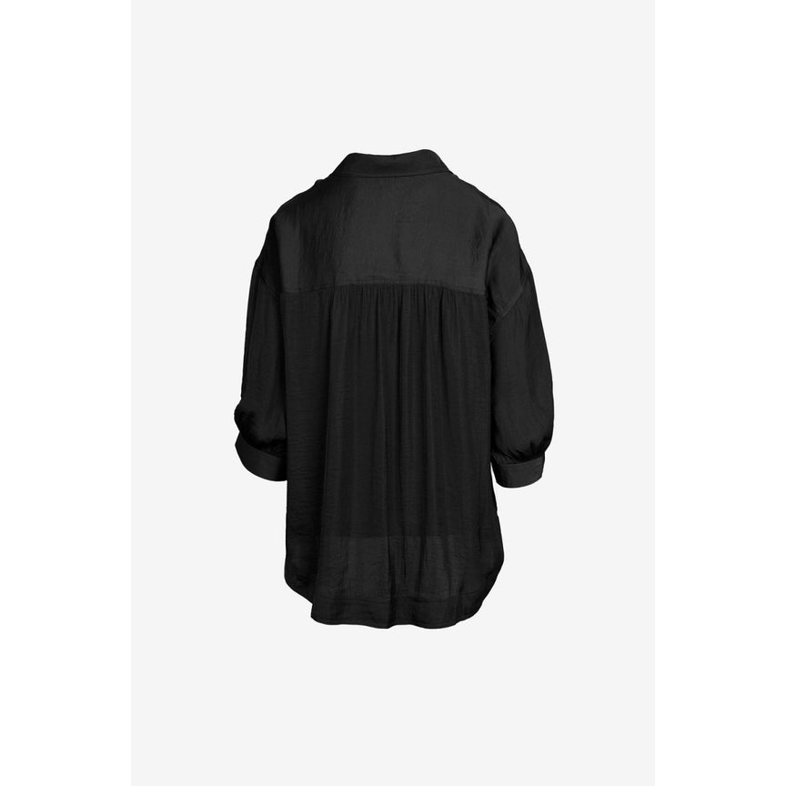 Silky Oversized Buttondown in Black