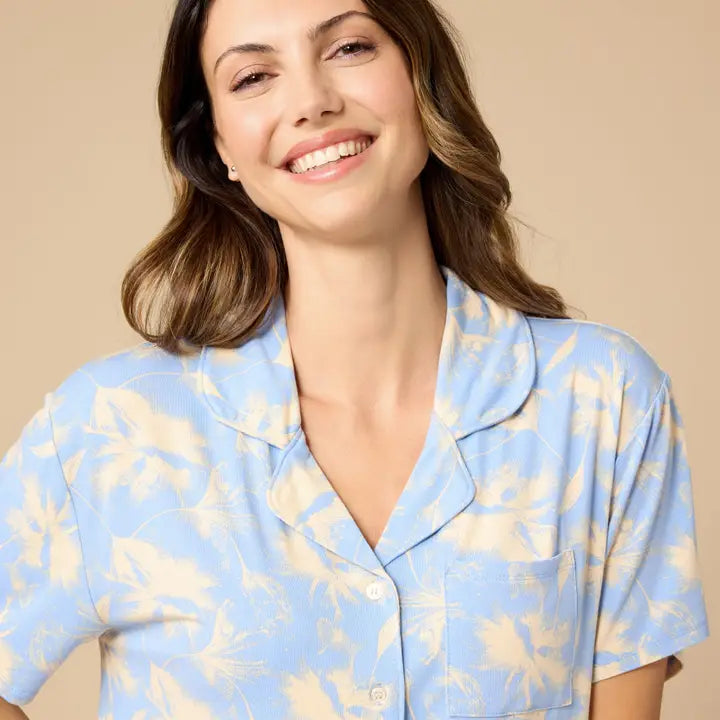 Softies Aria Slim Notch Collar Pajama Short Set