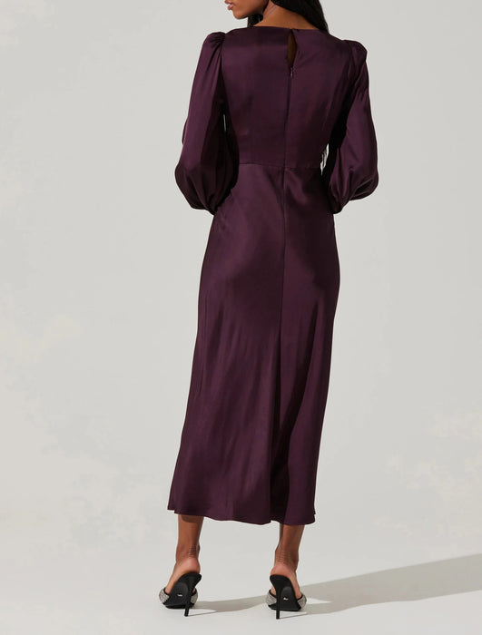 Astr the Label Suzy Satin Cutout Maxi Dress in Wine