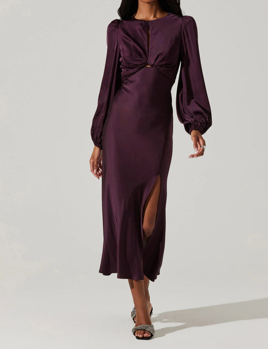 Astr the Label Suzy Satin Cutout Maxi Dress in Wine