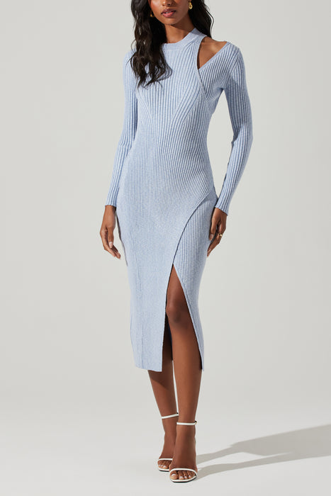 Astr the Label Vasanta Sweater Midi Dress in Space Blue