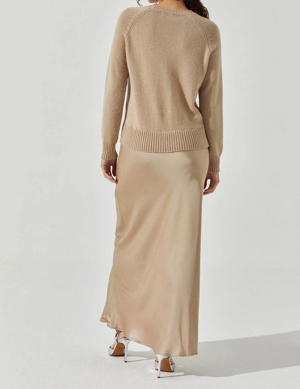 Astr the Label Helene Mexied Media Maxi Sweater Dress in Cream