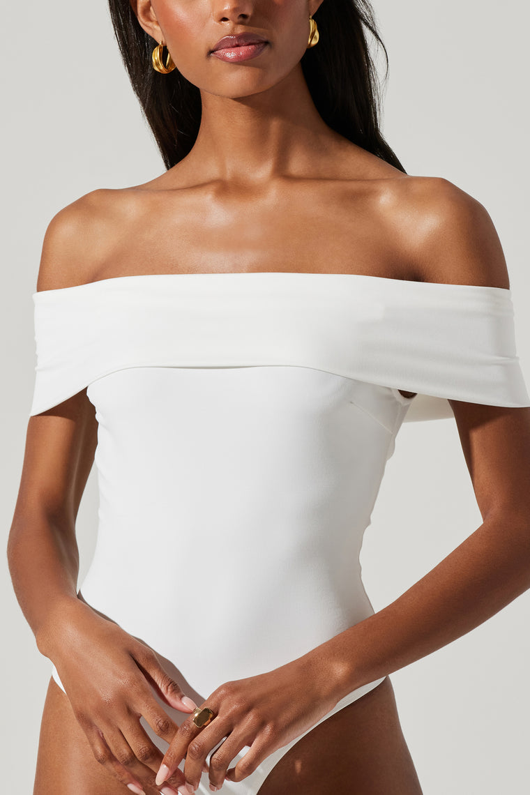Astr the Label Mavey Off the Shoulder Bodysuit in White