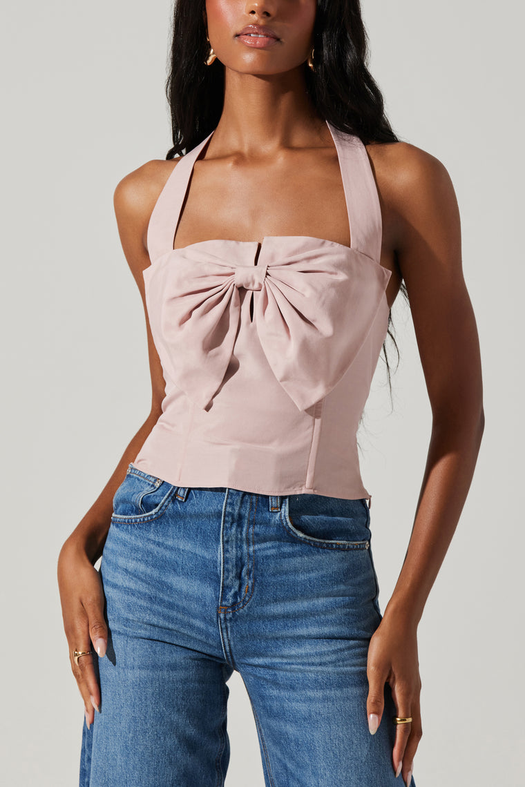 Astr the Label Sunna Bow Top in Blush