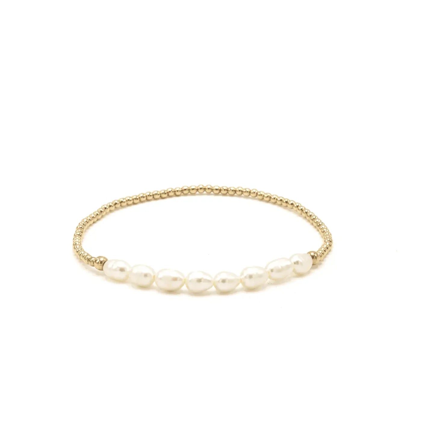 Erin Gray Petite Row Rice Pearl Bracelet with 14k Gold-Filled Beads
