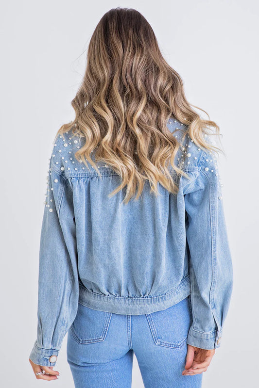 Karlie Denim Pearl Jacket in Light Wash