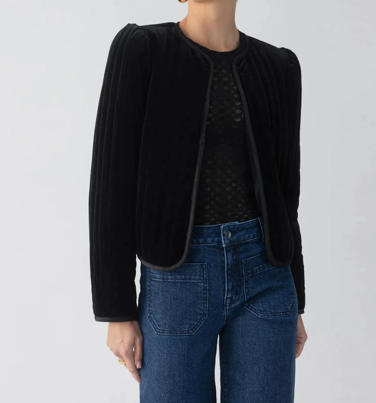 Sanctuary Quilted Velvet Jacket in Black