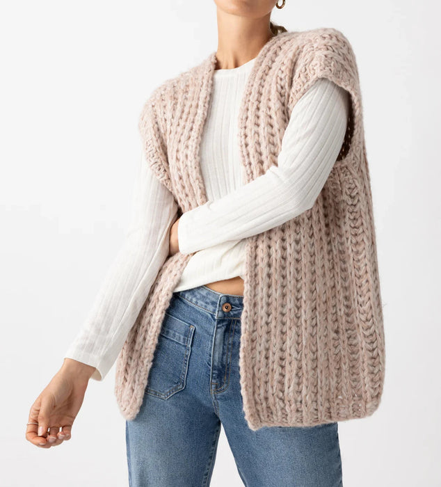 Sanctuary Chunky Knit Sweater Vest in Rosewood Marl