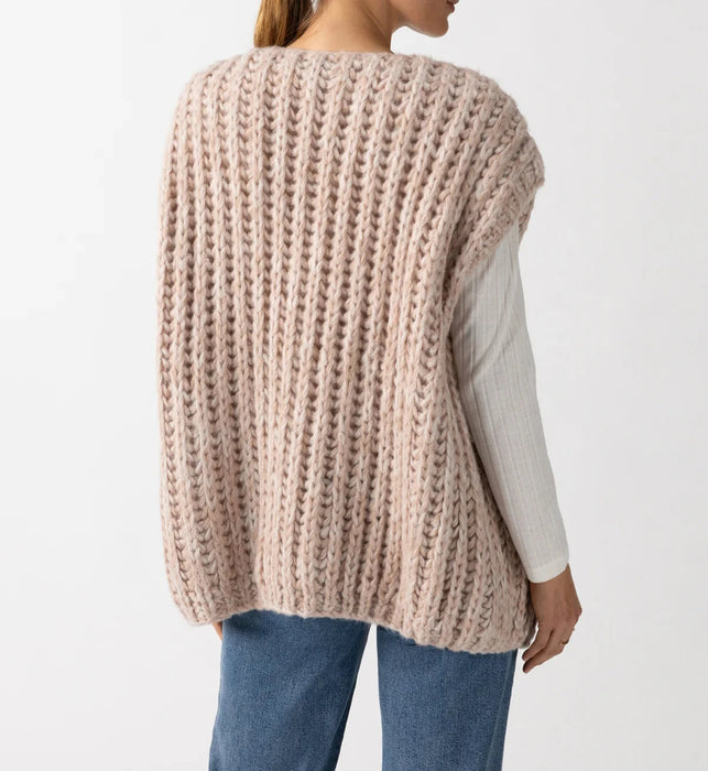 Sanctuary Chunky Knit Sweater Vest in Rosewood Marl