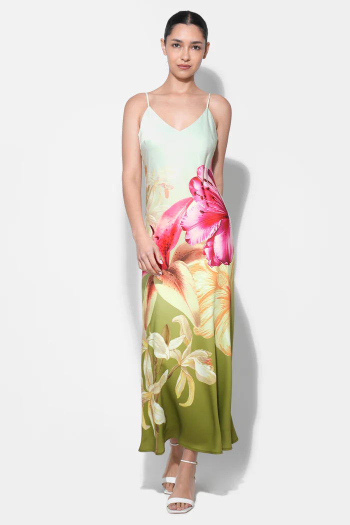 Adelyn Rae Ceclia Maxi Slip Dress in Lime Multi