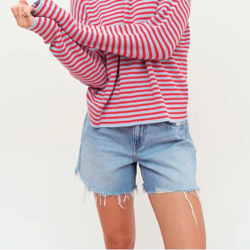 Daze Denim Crossroads Mid Rise Loose Short in Pulse