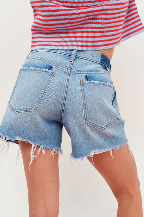 Daze Denim Crossroads Mid Rise Loose Short in Pulse