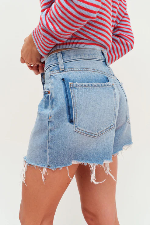 Daze Denim Crossroads Mid Rise Loose Short in Pulse