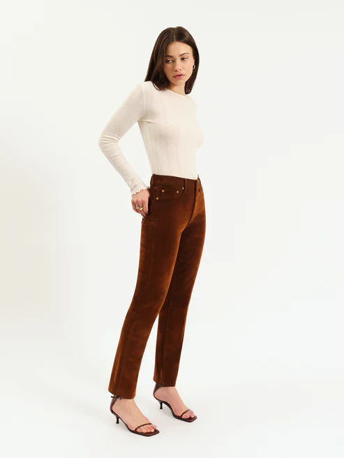 Daze Denim Smarty Pants High Rise Slim Straight in Cognac
