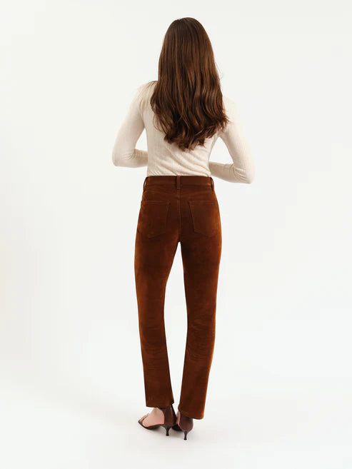 Daze Denim Smarty Pants High Rise Slim Straight in Cognac